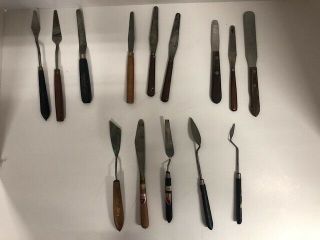 14 Vtg - Grumbacher Talens Skandia Tools Weber Fisher & Unbranded Palette Knives