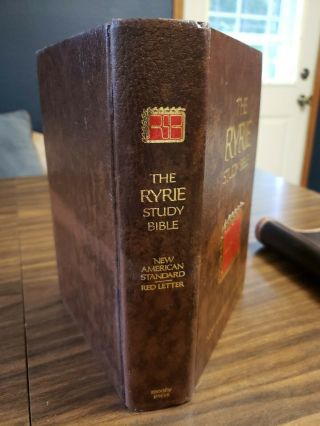 The Ryrie Study Bible Red Letter Moody Press Vtg 1978,  Leather Folio Fish Cover 2