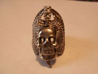 Vintage Skull And Sword G&s Gordon And Smith Vintage 1985 Ring Silver Plate