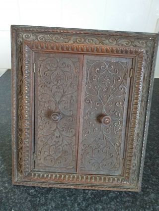 Antique Carved Wooden Photo Frame With Doors And Glass