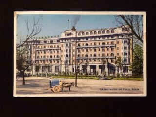 C1920 Street View,  Grand Hotel De Pekin,  Pekin,  (beijing) China Vintage Postcard