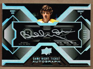2008 - 09 Ud Black Game Night Auto Tickets Gnbo Bobby Orr Hard Signed Auto /25