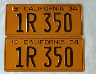 1934 California License Plates Pair Ca Vintage Old Not Dmv Clear