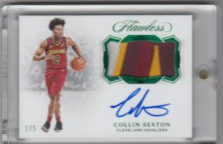 Collin Sexton 2018 - 19 Panini Flawless Rookie Rc Emerald Patch Auto 1/5