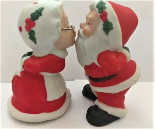 Vintage Lefton Kissing Santa & Mrs.  Claus Clearly Stamped 05014 -