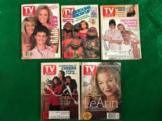5 Vintage Tv Guides From 1990,  1991,  1993 And 1998