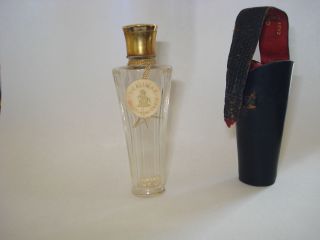 French Perfume Bottle Shalimar Guerlain With Leather Case Vintage