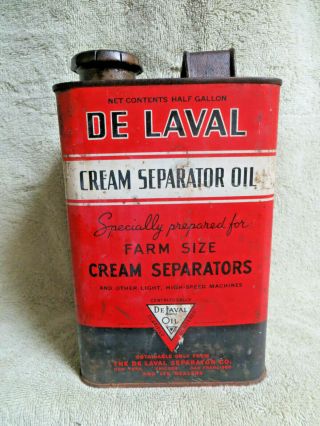 Vintage 1/2 Gallon De Laval Cream Separator Oil Tin Can