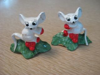 Vintage 1958 Holt Howard Christmas Mouse Candle Huggers Pair