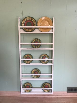 Farmhouse Plate Rack Wall Hanging,  Country Rustic Plate Rack Stand