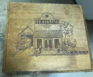 Vintage Advertising Wooden Crate Storage Display Box Lumberjack General Store