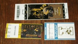 3 Vintage University Of Iowa Hawkeyes Michigan Wolverines Football Ticket Stubs