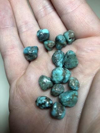 Vintage Kingman Mine Turquoise Beads Nuggets Arizona Pyrite Matrix Southwest Gem