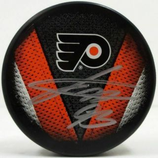 Jakub Voracek Signed Philadelphia Flyers Stitch Logo Puck Si