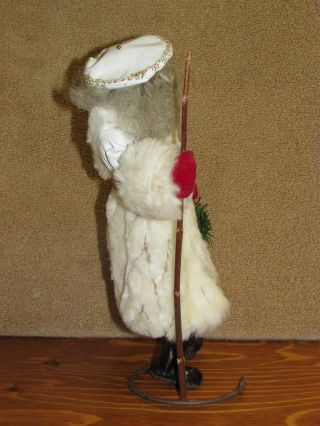 Vintage Primitive Folk Art Santa Claus Fur Trimmed Coat Walnut Head 12 
