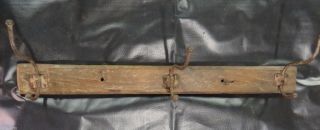 Vintage Coat Hat Cloth Hanging Rustic Iron Hanger Wall Fixing 3 Hook Wood Panel
