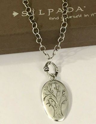 Silpada Family Tree Pendant Oxidized Sterling Silver Necklace N1878 Vintage 19 "
