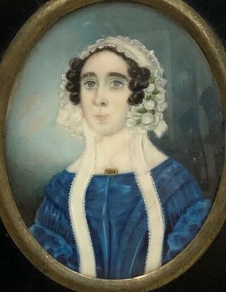 ANTIQUE EARLY 19THC MINIATURE PORTRAIT PAINTING BY M.  THOMAS COX 1841 ORIG FRAME 2