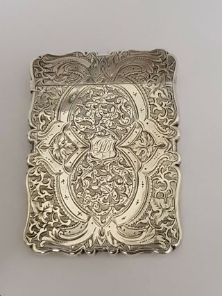 Exquisite Victorian Antique Solid Silver Card Case Birmingham 1867
