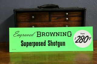 Vintage Browning Firearms Shotgun Hunting Gun Store Dealer Window Sign Banner