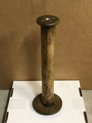 Vintage Wooden Spool Industrial Textile Bobbin Spindle 10 " Tall