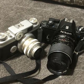 Nikon Em M90 35mm Slr Film Camera,  Albinar Adg 1:28 52mm,  Argus C Font Vintage