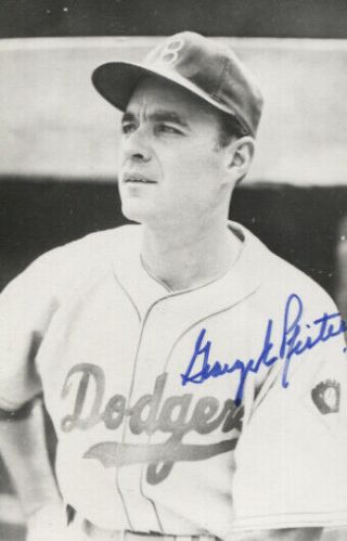 George Pfister Autographed Vintage Brooklyn Dodgers Rowe Postcard