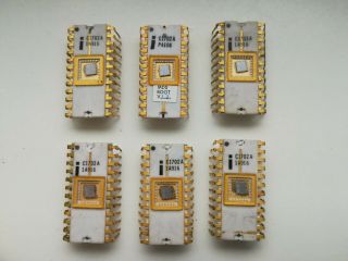 Intel C1702A,  Intel C1702,  Intel C4004,  C4040 era,  Vintage EPROM,  GOLD,  year 1976 2