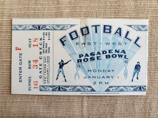 Vintage 1945 Rose Bowl Ticket Stub Usc Trojans Vs Tennessee Volunteers