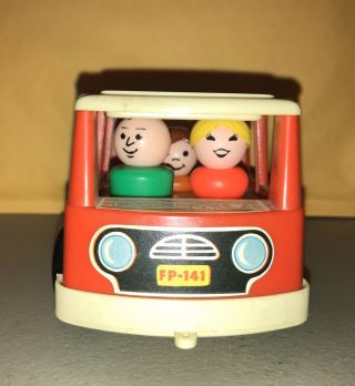 Vintage Fisher Price Little People White/red Mini School Bus 141 With 3 Figures