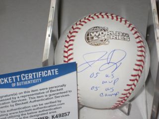 Jermaine Dye Signed Official 2005 World Series Baseball,  Beckett & 2 Inscr