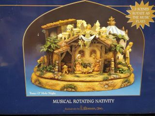 Vintage Roman Inc.  11 " Fontanini Heirloom Nativity Music Box Figurine Rotating