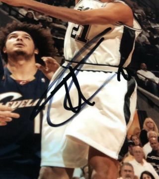 Tim Duncan San Antonio Spurs NBA Autographed 8x10 Photo with 3
