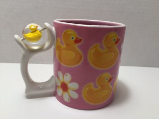 Vintage Dept 56 Just Ducky Ii - Pink Duck Mug - Spinning Duck On The Handle