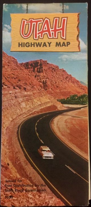 Vintage 1959 Utah Highway Map.  Distribution By The State Road Commission.