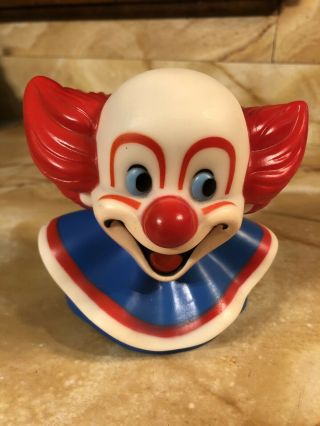 Vintage 1987 Bozo The Clown Rubber Coin Bank With Plug