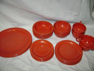 Vintage Prolon Ware Melmac Dishes Cups/plates/bowls.  Orange