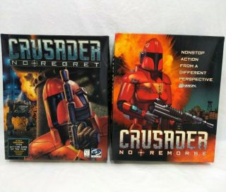 2 Vintage 90s Big Box Pc Games Crusader No Remorse & No Regret Complete Cd - Rom