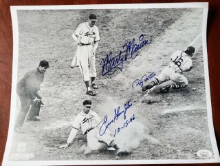 Enos Slaughter Marty Marion Roy Partee Jsa Autograph Hand Signed 11x14 Photo