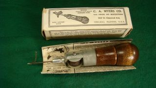 Vintage C.  A.  Myers Famous Lock Stitch Sewing Awl,  Box,  Instructions