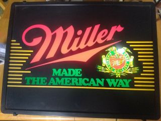 Vtg 80s Large Miller High Life Champagne Beers Bar Light Up Sign