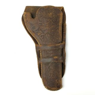 Antique Tooled Leather Holster 7 - 1/2 " Colt Single Action Army Saa 3600 - Nx