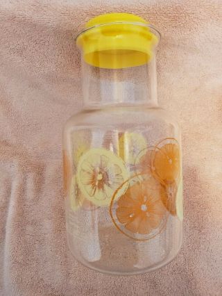 Vintage Pyrex 3515 1.  5 Qt Orange Juice Carafe By Corning With 3 Juice Glasses