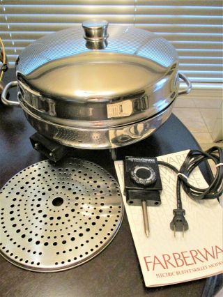 Vintage Farberware Electric Buffet Skillet Model 344a W Roasting Disc