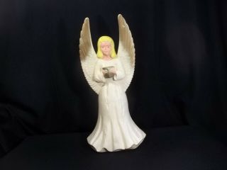 Vintage Union Christmas Blow Mold Angel Blonde Blue Eyes 18 Inch No Light Cord