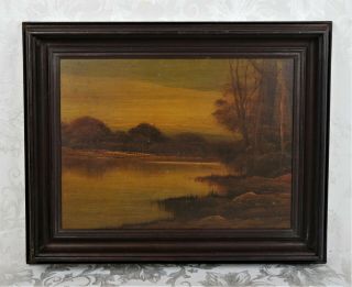 Antique 19th Century Forest Landscape Oil Painting Hudson River School