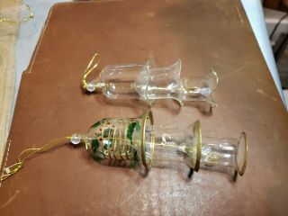 2 Vintage Silvestri Clear Mistletoe Glass Bell Ornament 3 Tier