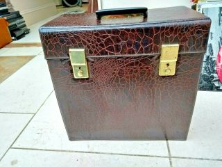 Faux Leather Vinyl Lp Record Storage Box Case (brown) Vintage
