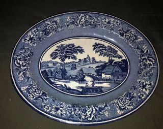 Vintage Daher Decorated Ware 11101 Oval Blue And White Tin Metal Plate England