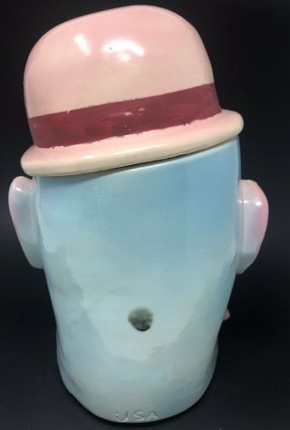 Vintage Clown Head Cookie Jar with Bowler Hat Creepy Halloween USA from the 50 ' s 3